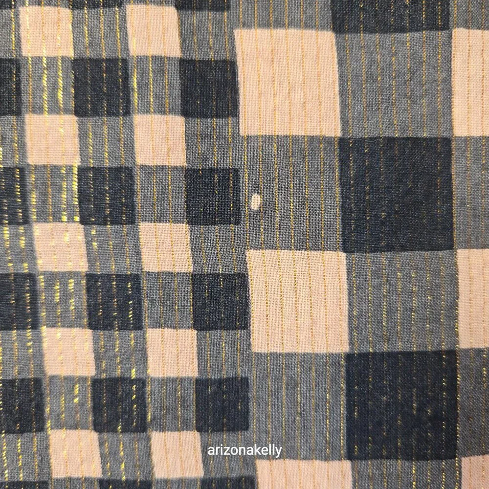 Nicholas K HUGE Distressed Cotton Scarf Black & Tan With Gold Thread